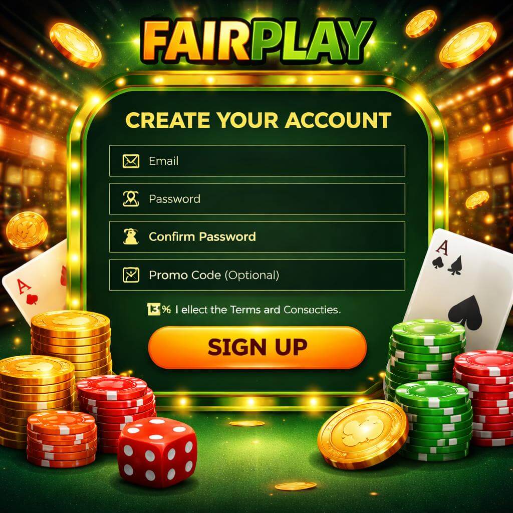FAIRPLAY access page for an online casino with instant entry to slots table games live casino and sportsbook style play